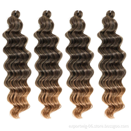 Deep Water Wave Twist Crochet Hair Deep Curly Long Twist Braiding Hair Extension 20 Inch Solid And Ombre Color Synthetic Fiber